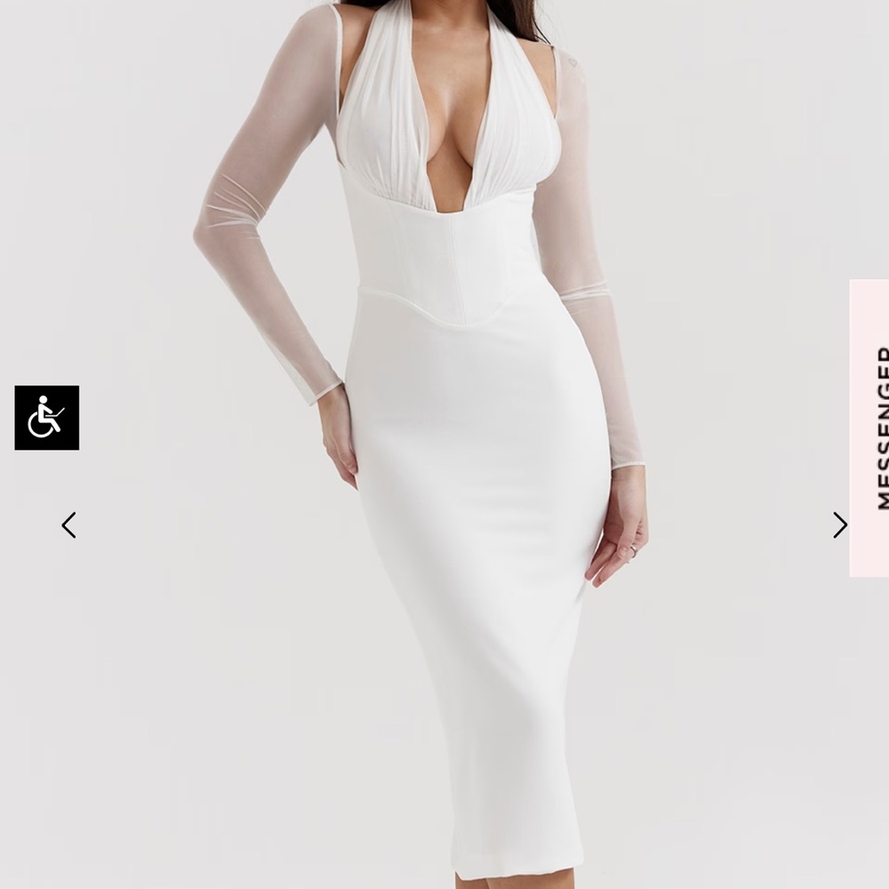 House of CB White Long Sleeve Dress